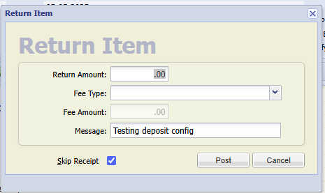 COR-98 Return Item Posting screen-2