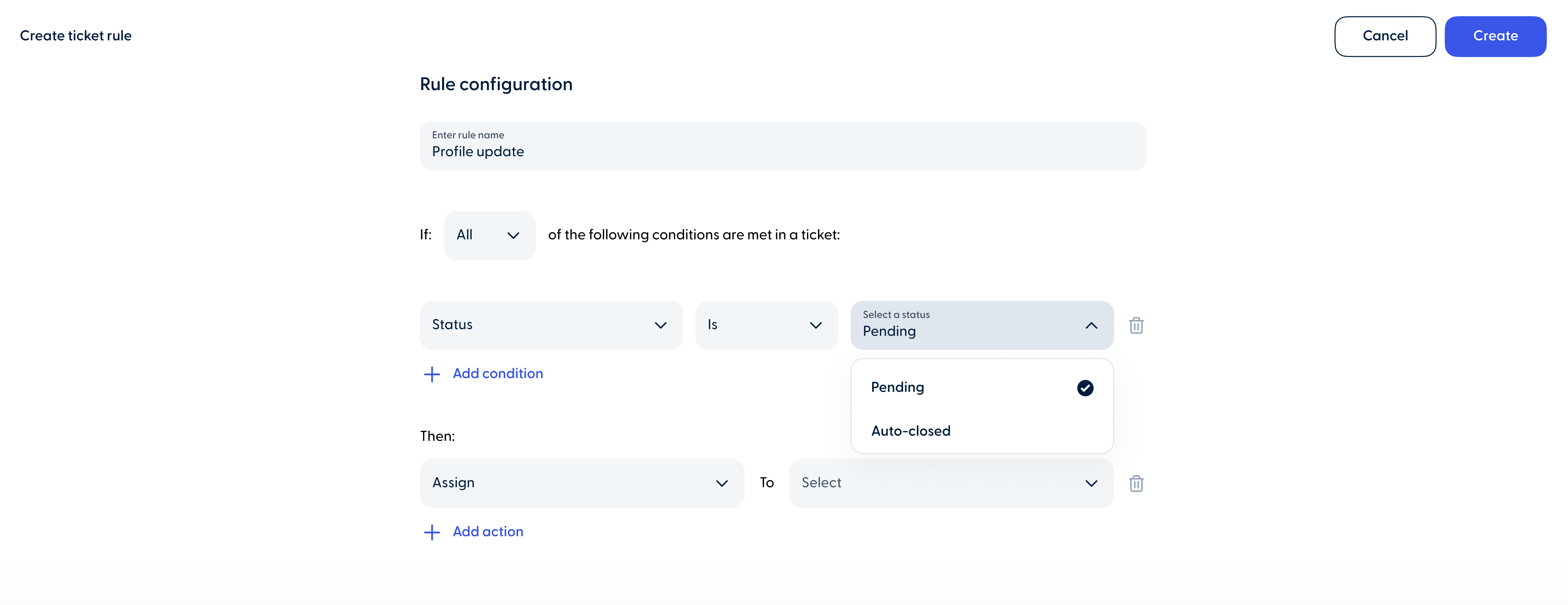 You New ticket status condition for rules