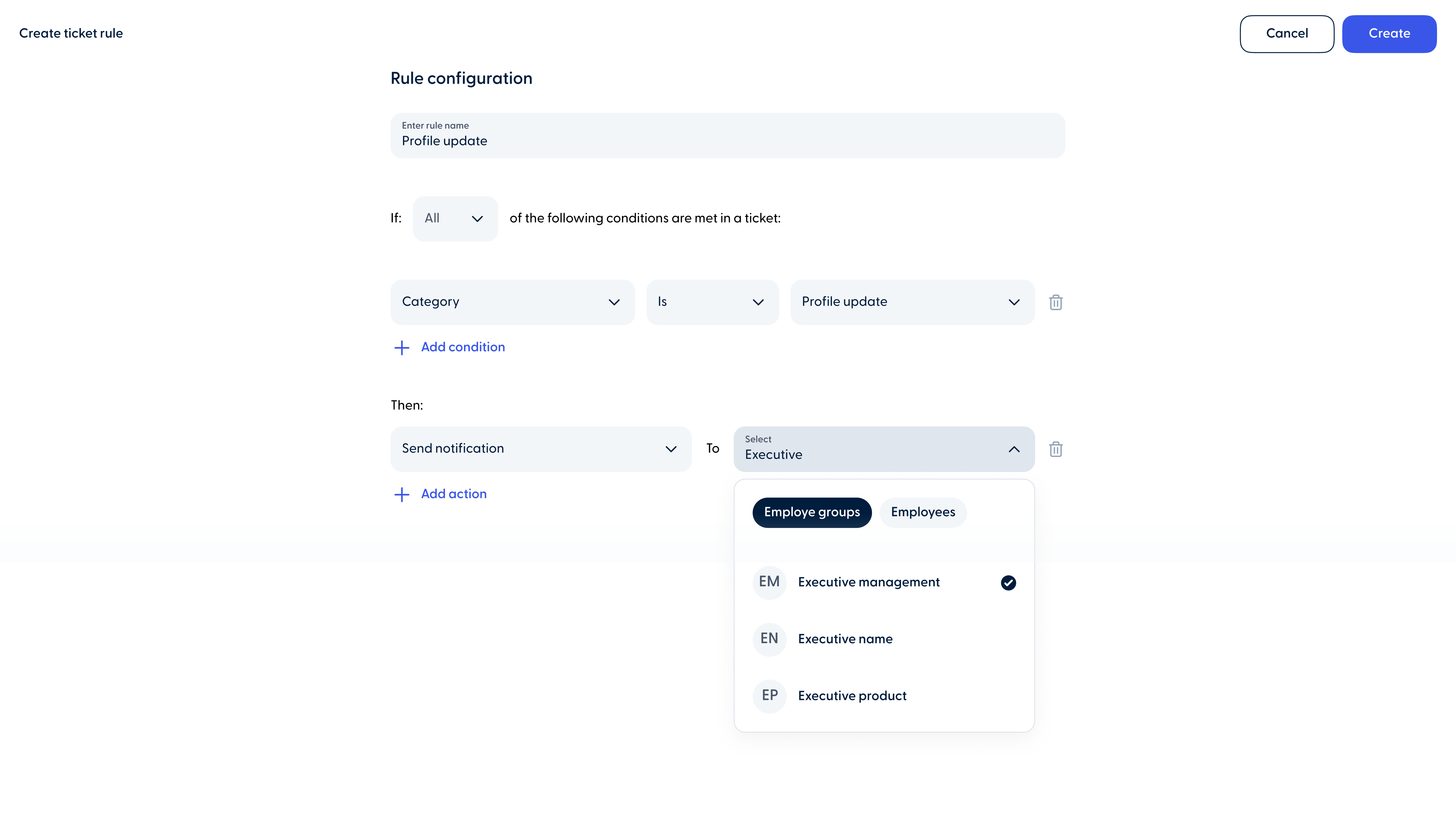 You Send notifications to groups in ticket rules