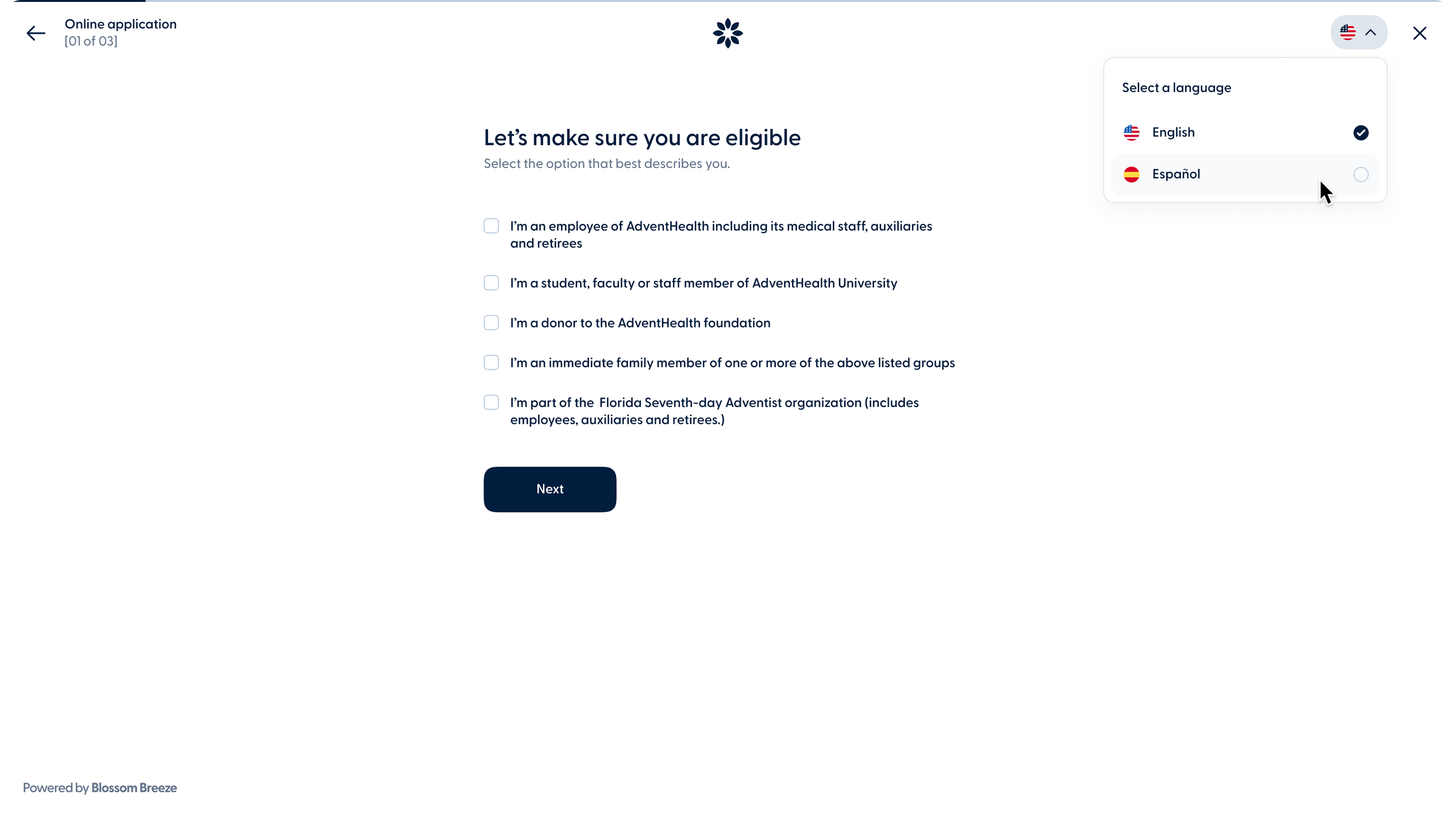 Breeze - Desktop - Language options
