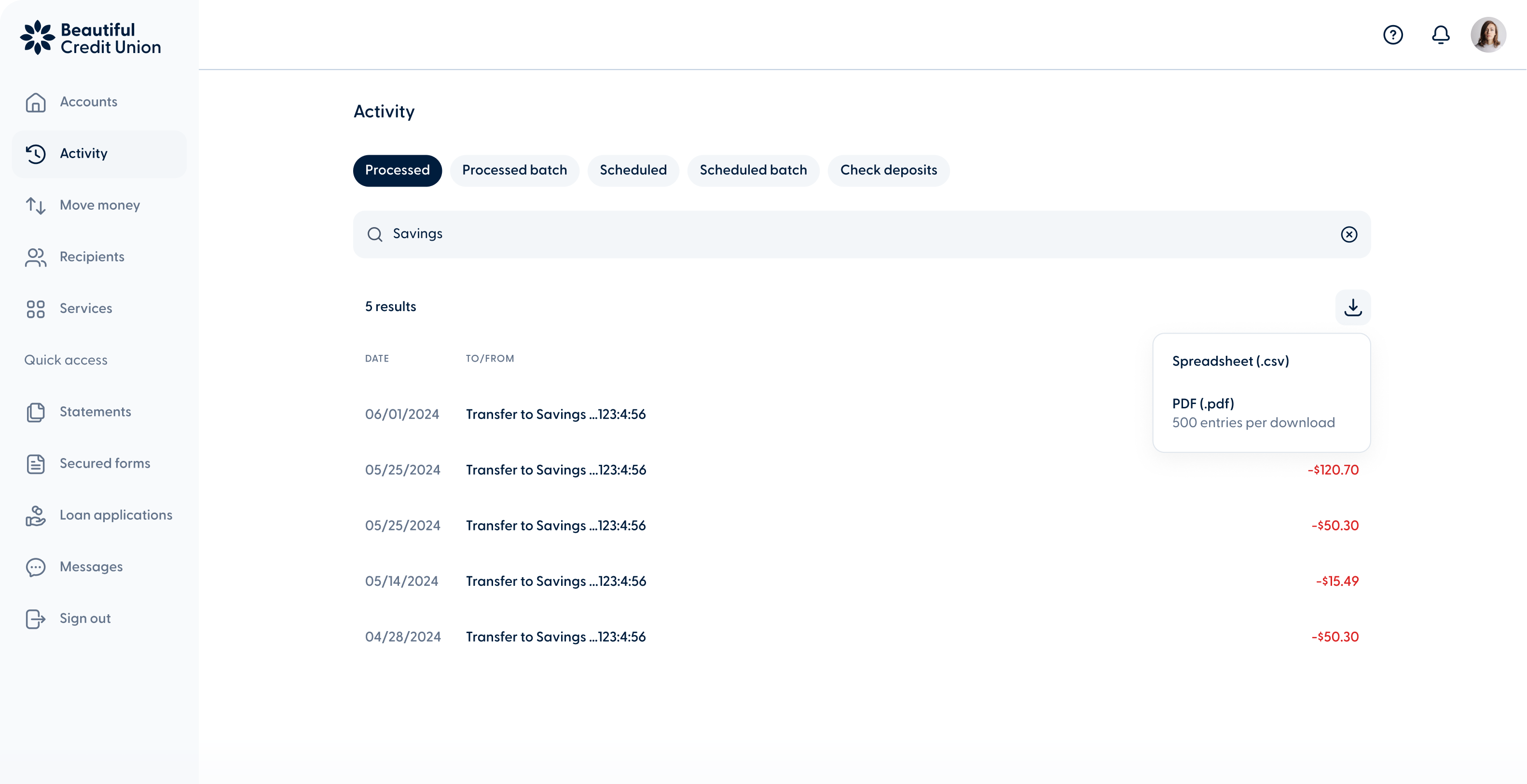You - Improved activity export options - Desktop