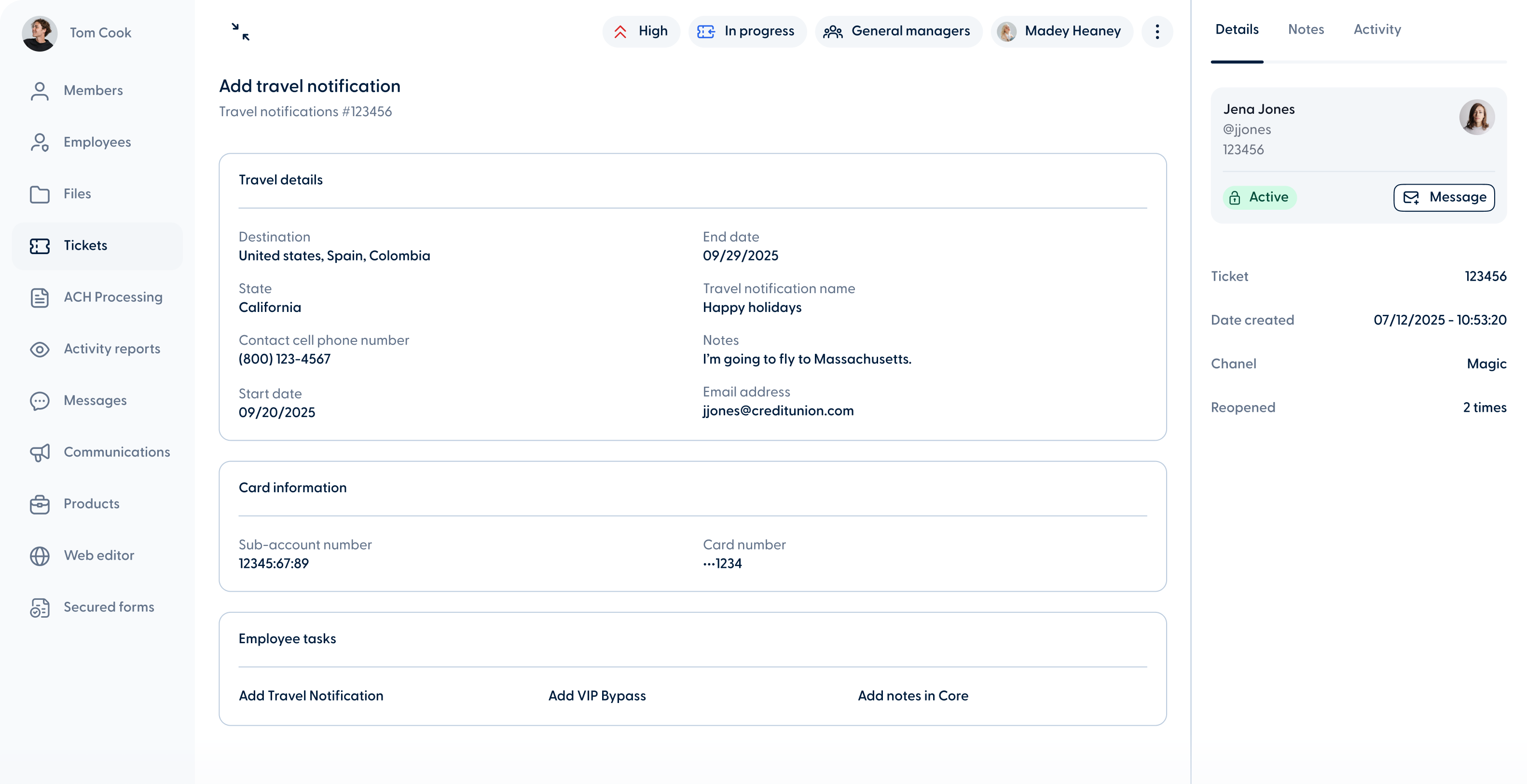 You - New fields in travel notification tickets