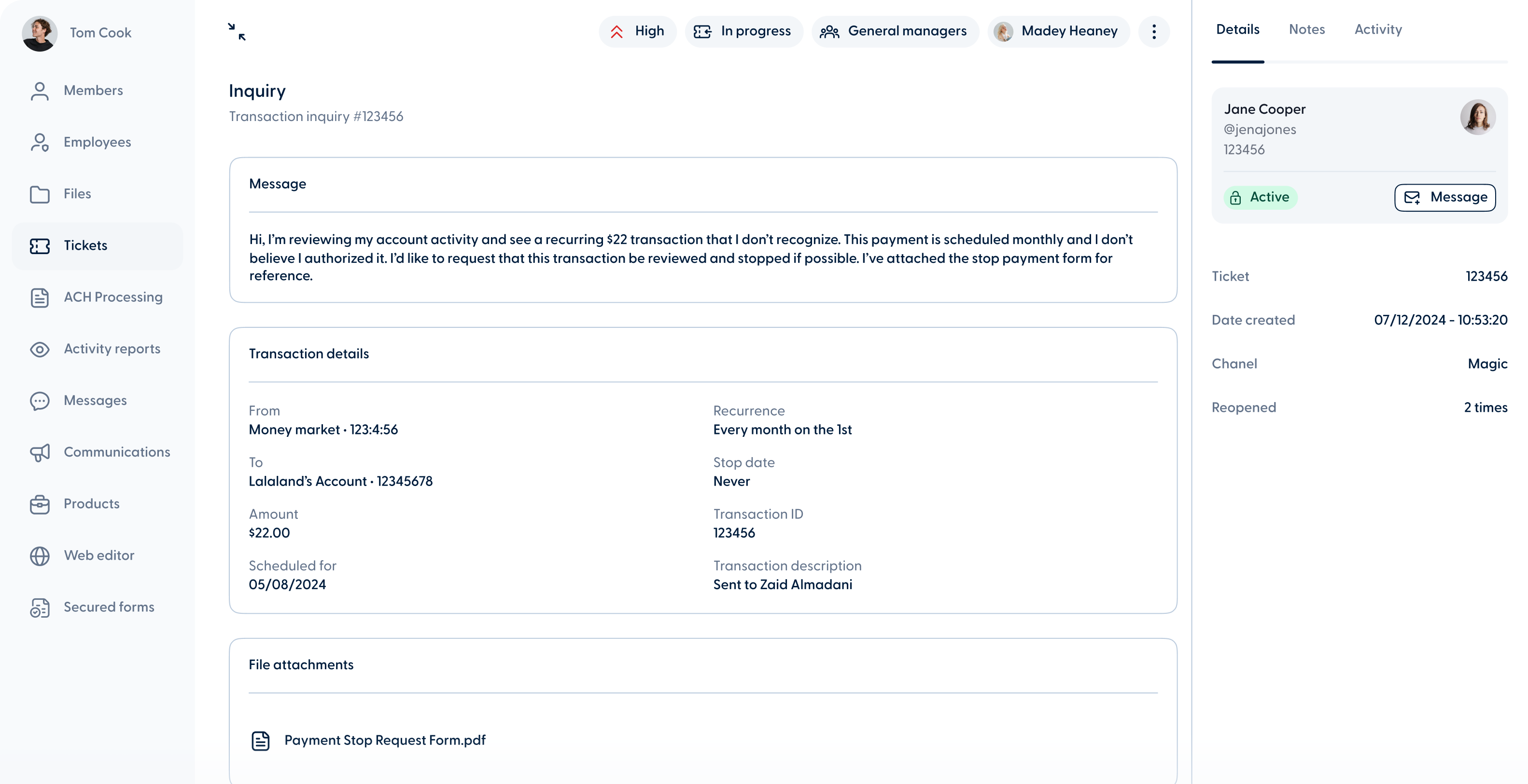 You - Enhanced transaction inquiry ticket details