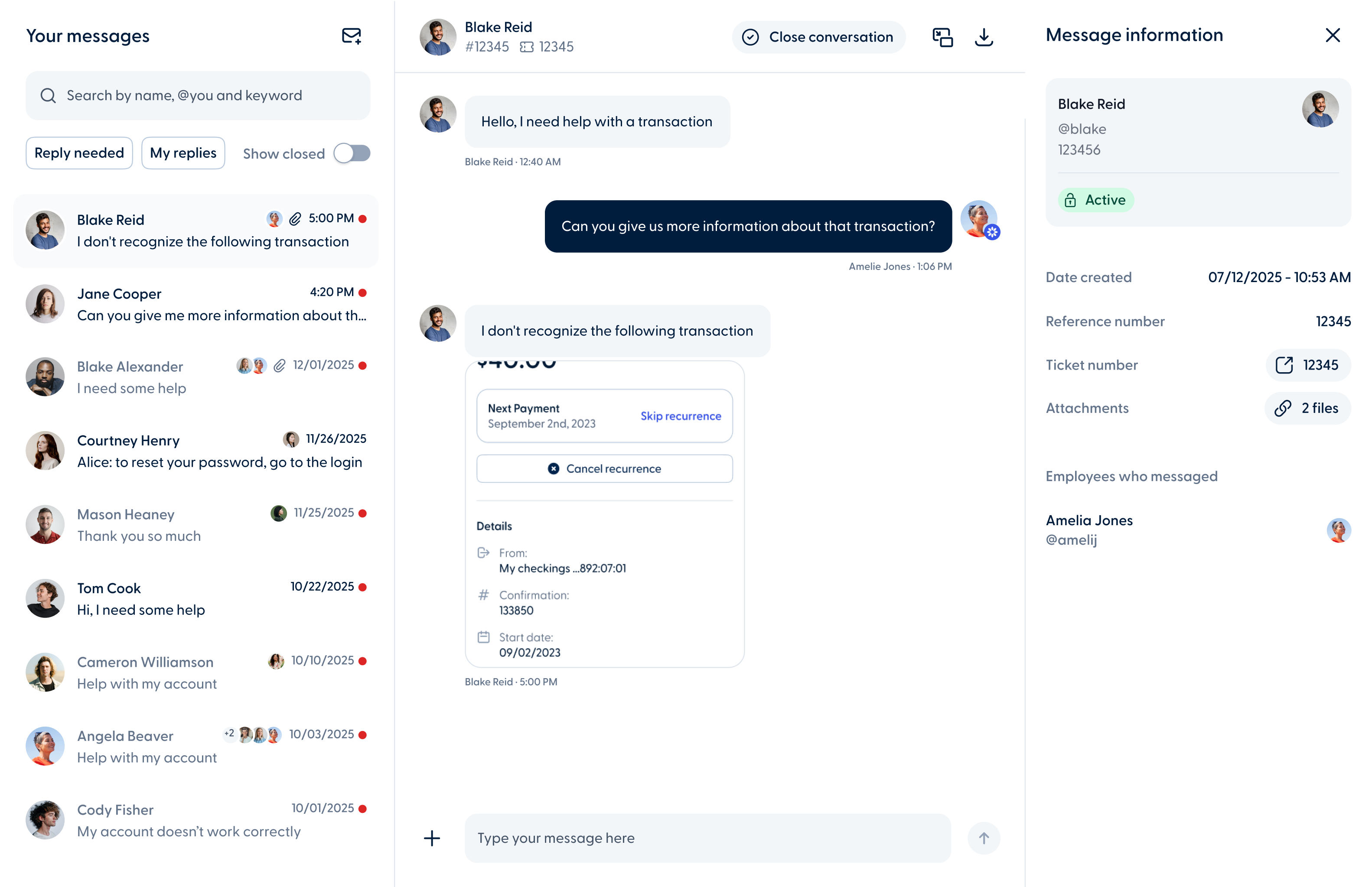 Improved “Messages” section