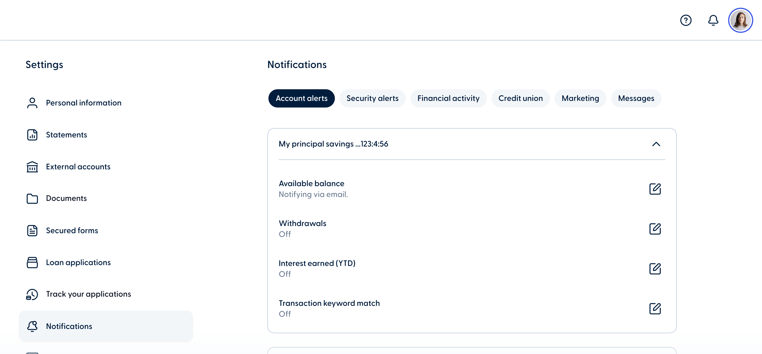 Updated “Notification Settings” design 2