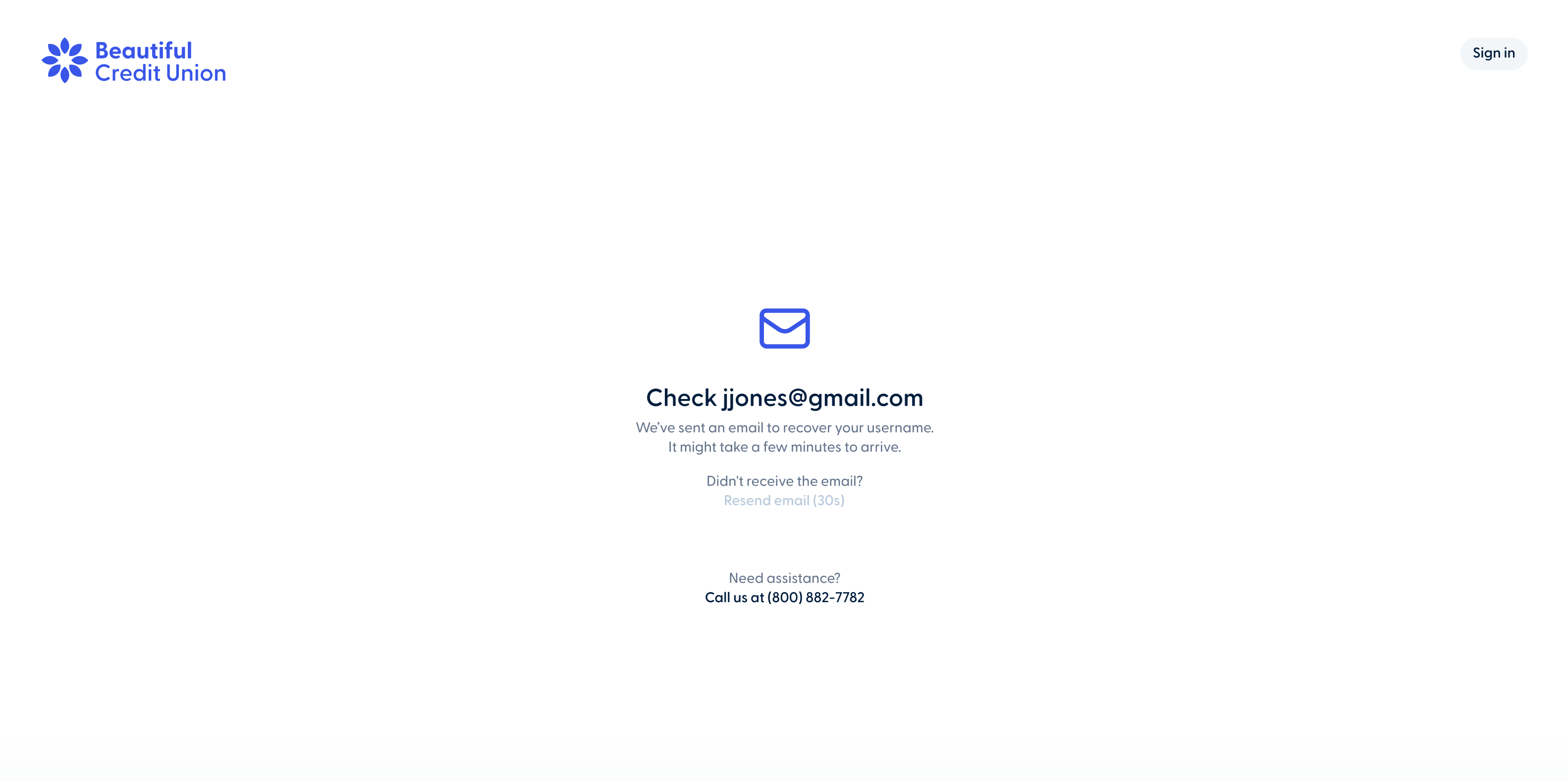 Improved design for the “Forget username” process web