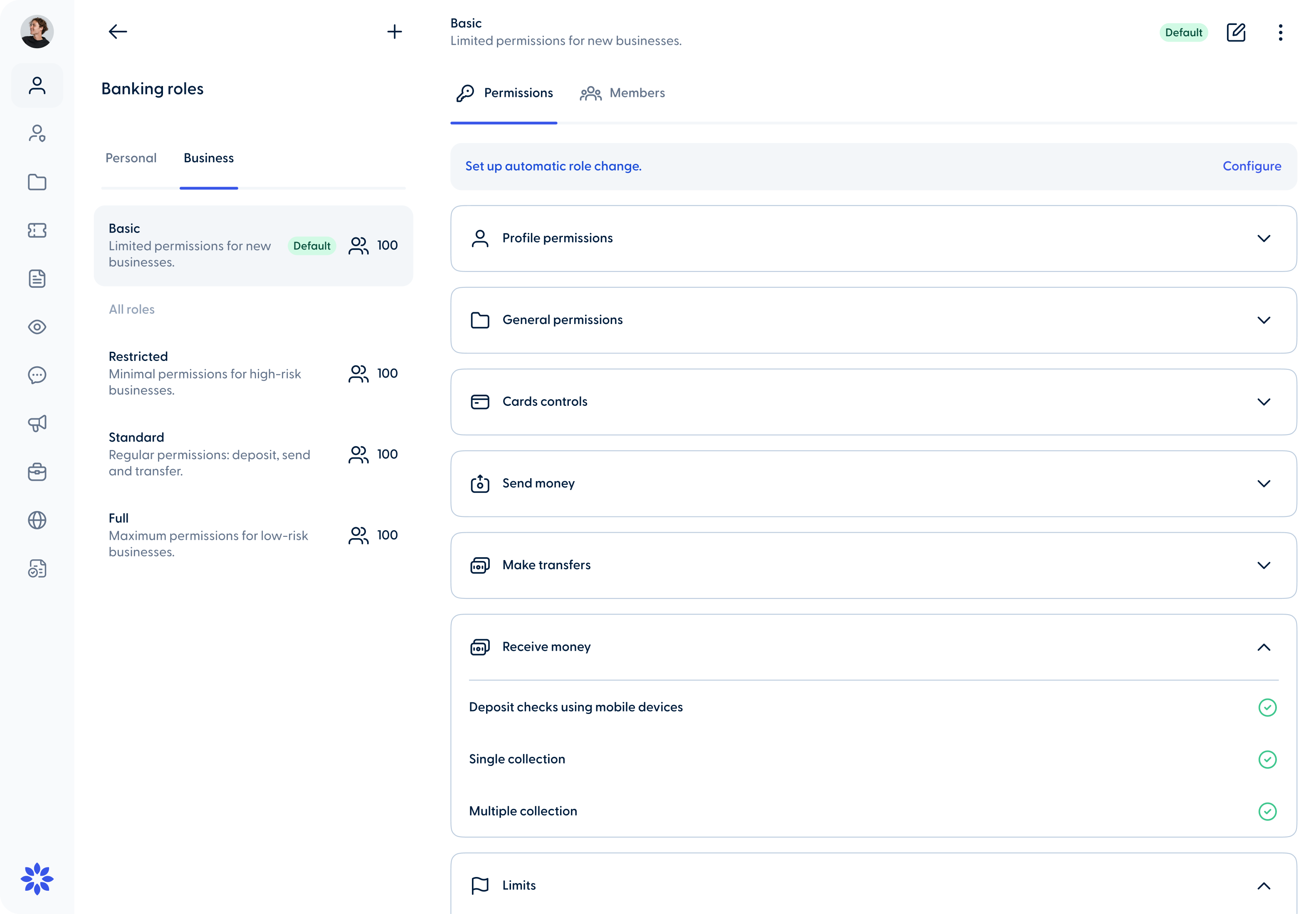 “Single Collection” permission in banking roles