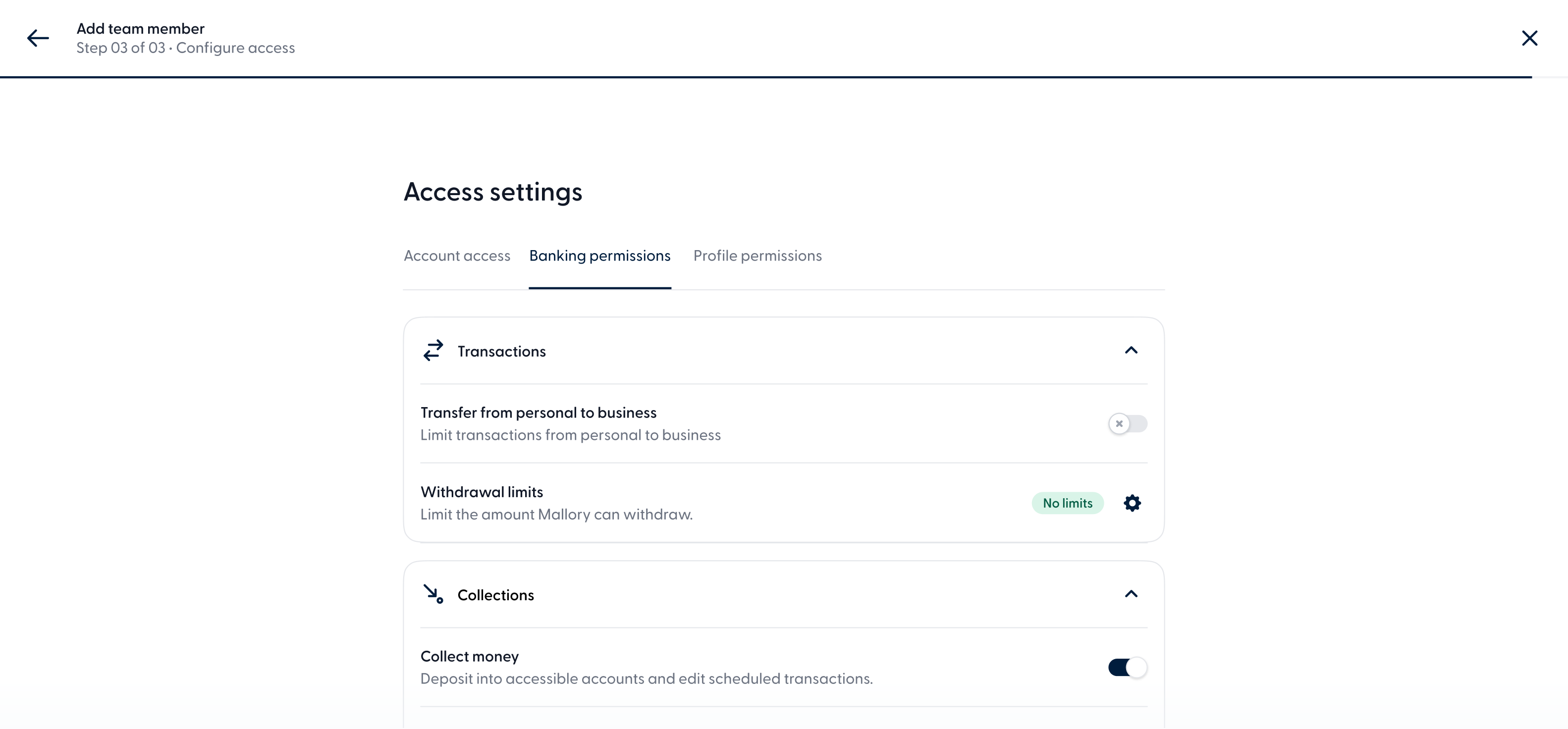 New transfer permissions for business teams