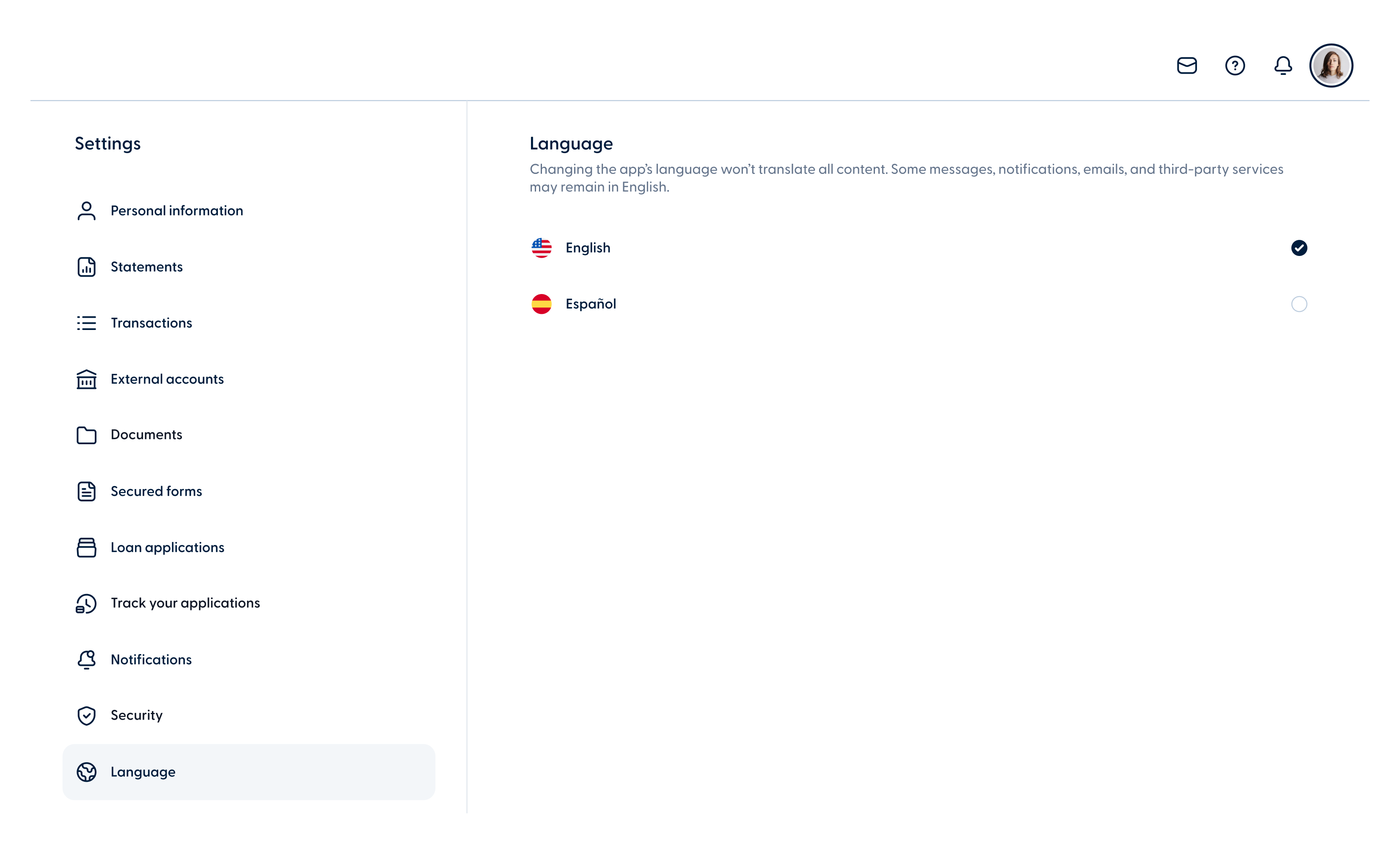 New language preference setting - Desktop