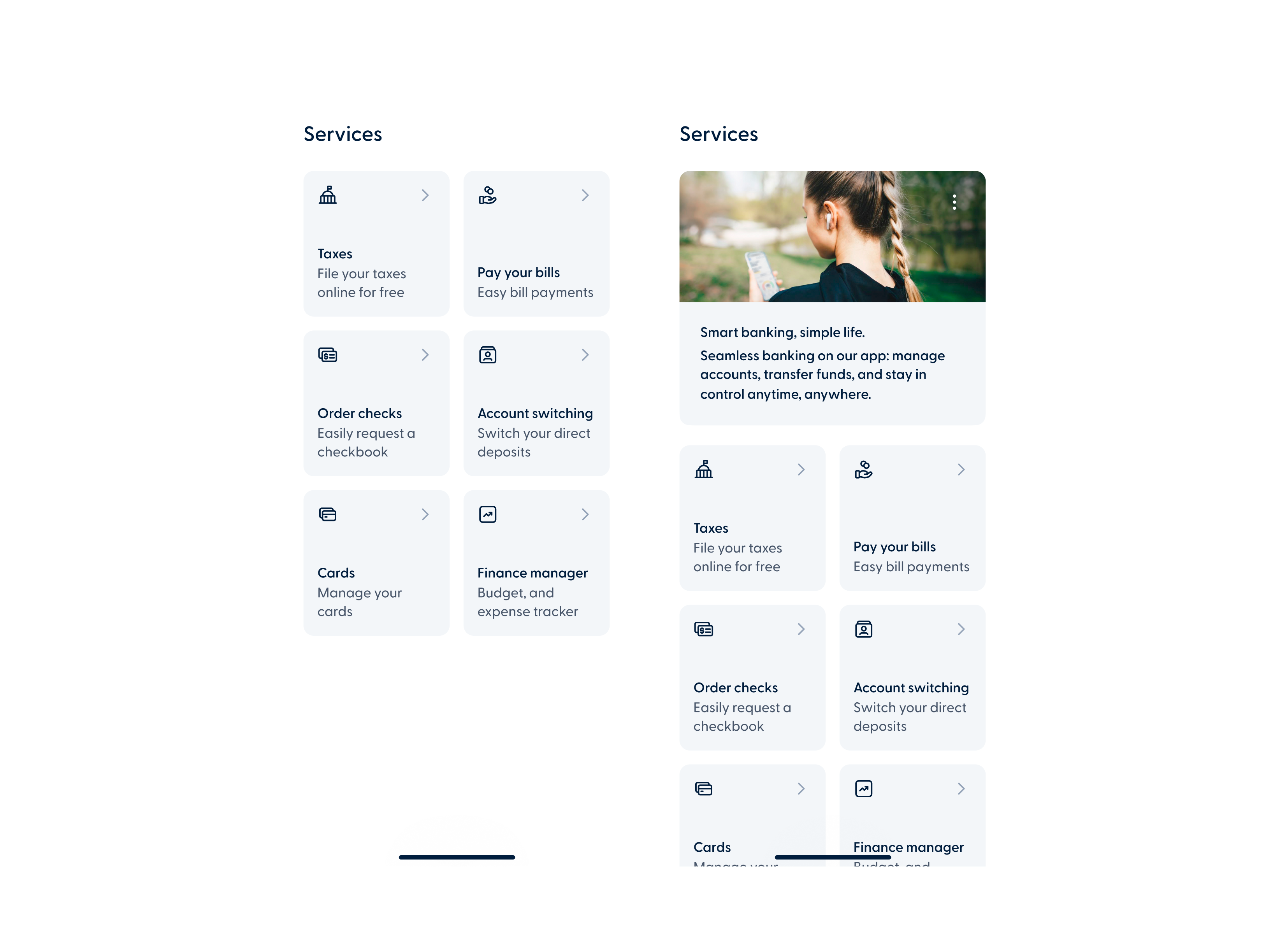 Updated services section design