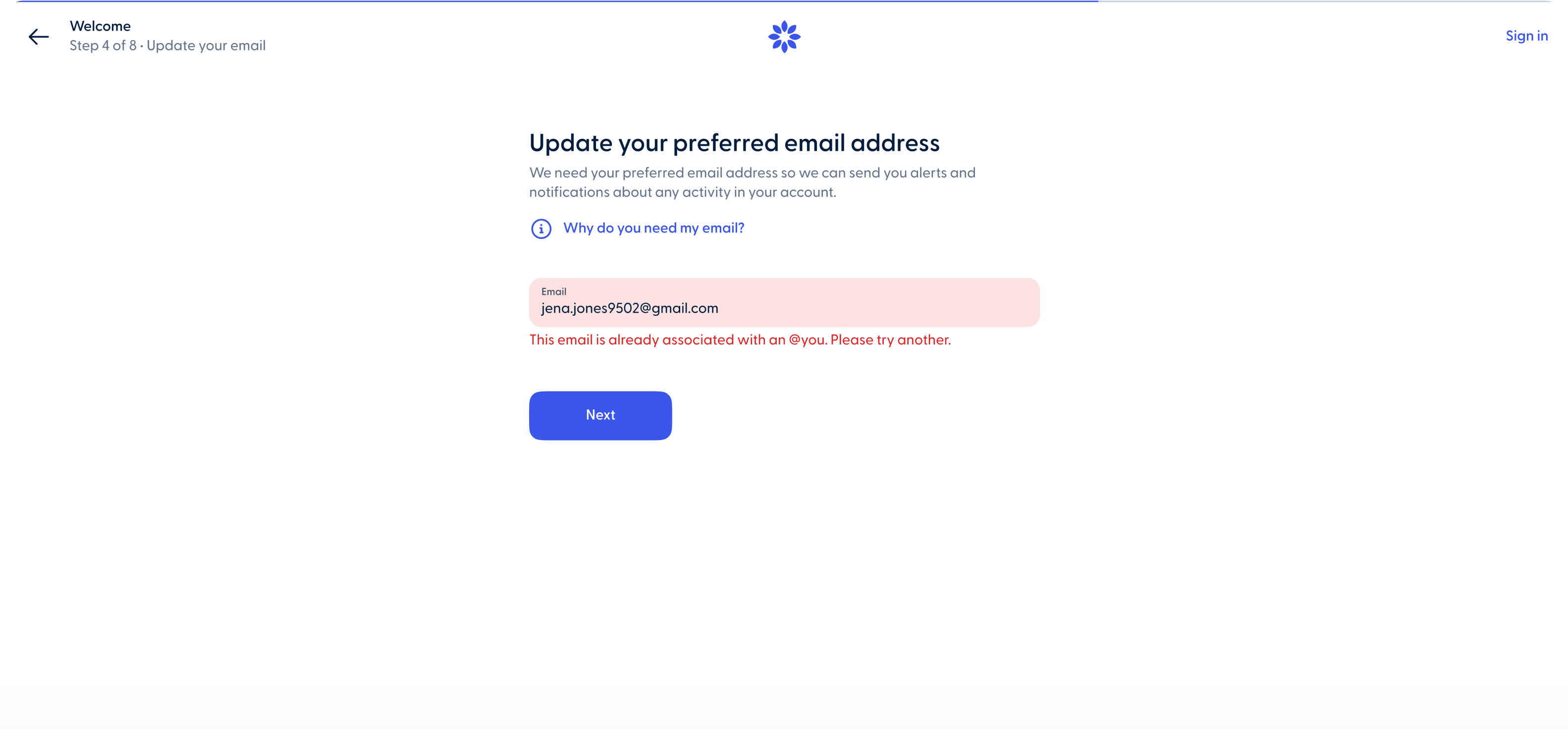 Updated message for a @you registered - Desktop